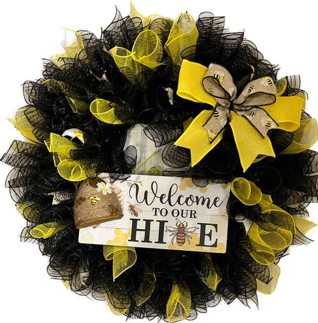 "Honey For The Hive" Deco Mesh Wreath