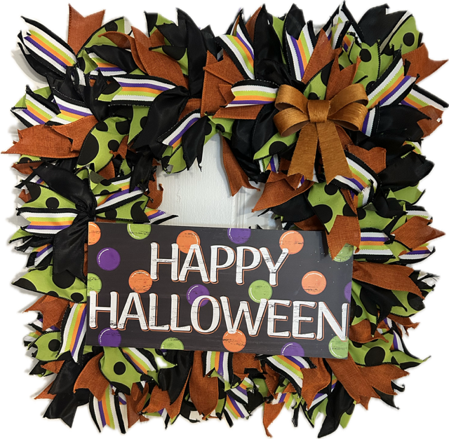 "Halloween's Happy" Ribbon Wreath