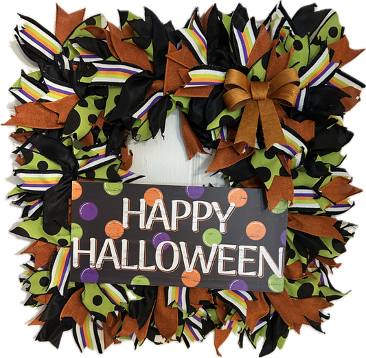 "Halloween's Happy" Ribbon Wreath